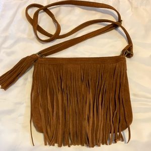 NWOT Genuine leather suede fringe crossbody bag
